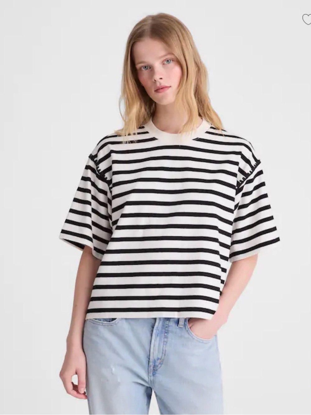 Madewell Black & White Striped Boxy Short-Sleeve Tee